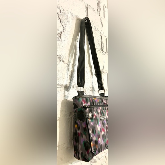 ROSETTI Adjustable Strap Crossbody Bag Tote Purse Black with Multi-Color Pattern - Picture 7 of 10